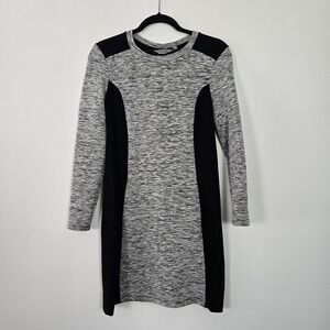 Athleta Cooldown Sweatshirt Dress Women XS Gray Black Space Dye Long Sleeve Mini
